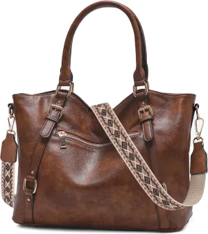 Chase Chic Leather Hobo Bags for Women, Medium Shoulder Purses Handbags Satchel Tote Purse with Crossbody Starp