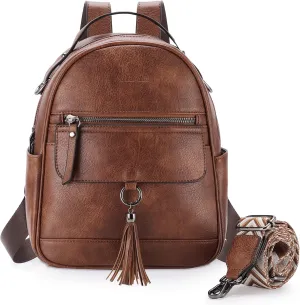 Chase Chic Mini Backpack Purse for Women, Vegan Leather Cute Small Backpack Ladies Fashion Shoulder Handbag for Travel Brown