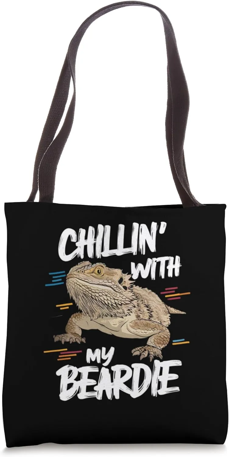 Chillin with my beardie, Bartagame, Bearded dragon, Pogona Tote Bag