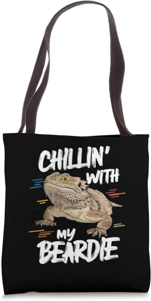 Chillin with my beardie, Bartagame, Bearded dragon, Pogona Tote Bag