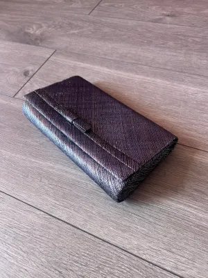 Classic Sinamay Metallic Navy Clutch Bag for Weddings