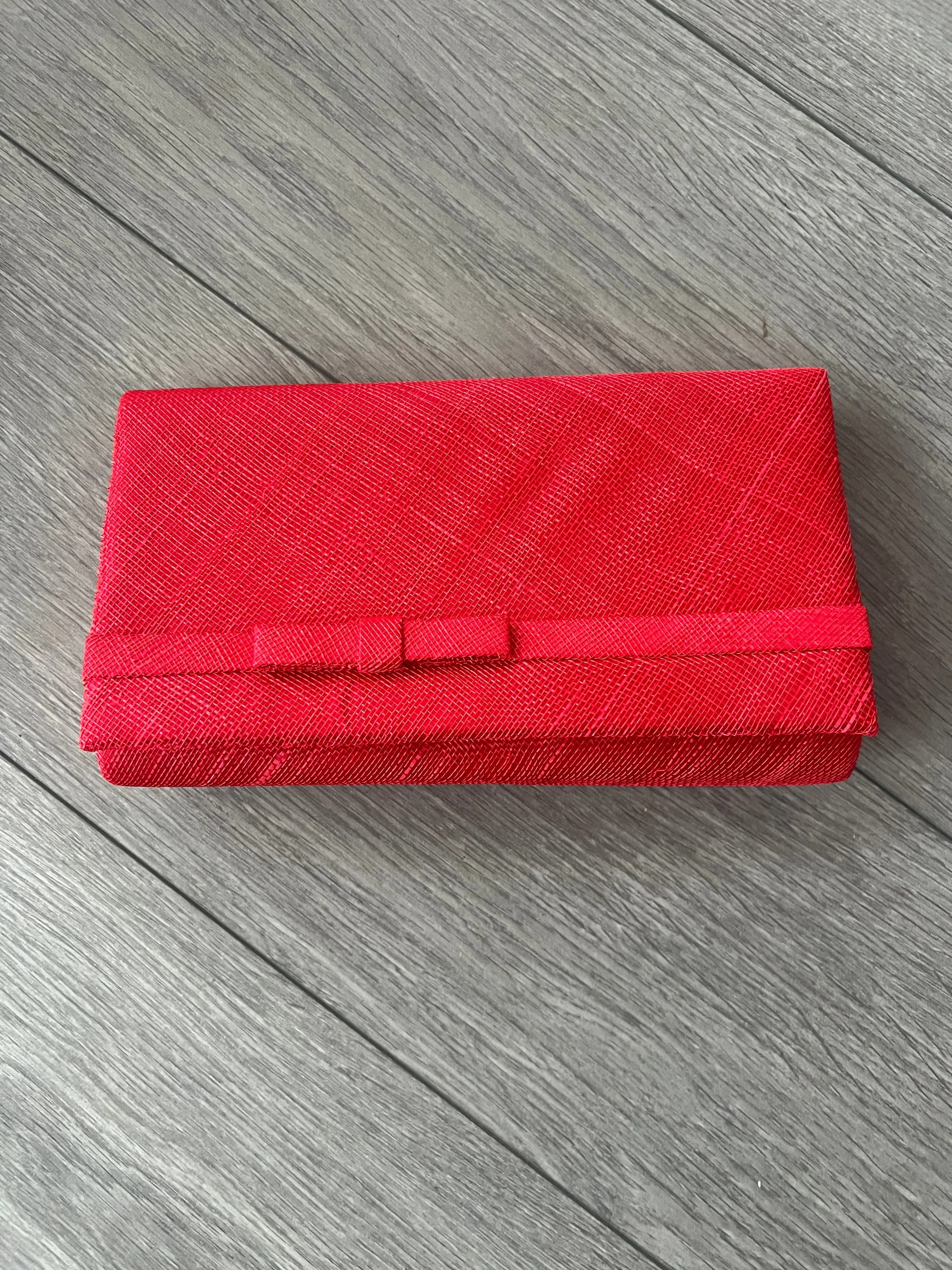 Classic Sinamay Poppy Red Clutch Bag For Weddings