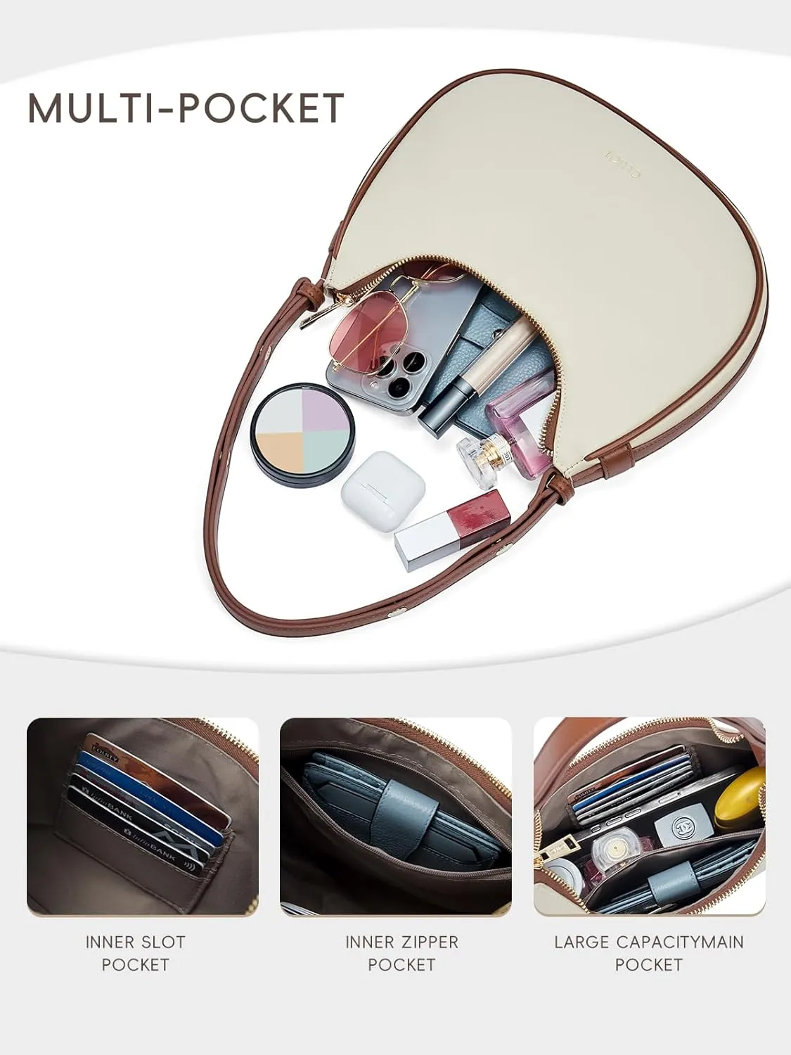 CLUCI Shoulder Bag,Purses for Women Dumpling Small Hobo Bags Vegan Leather Ladies Clutch with Adjustable Strap
