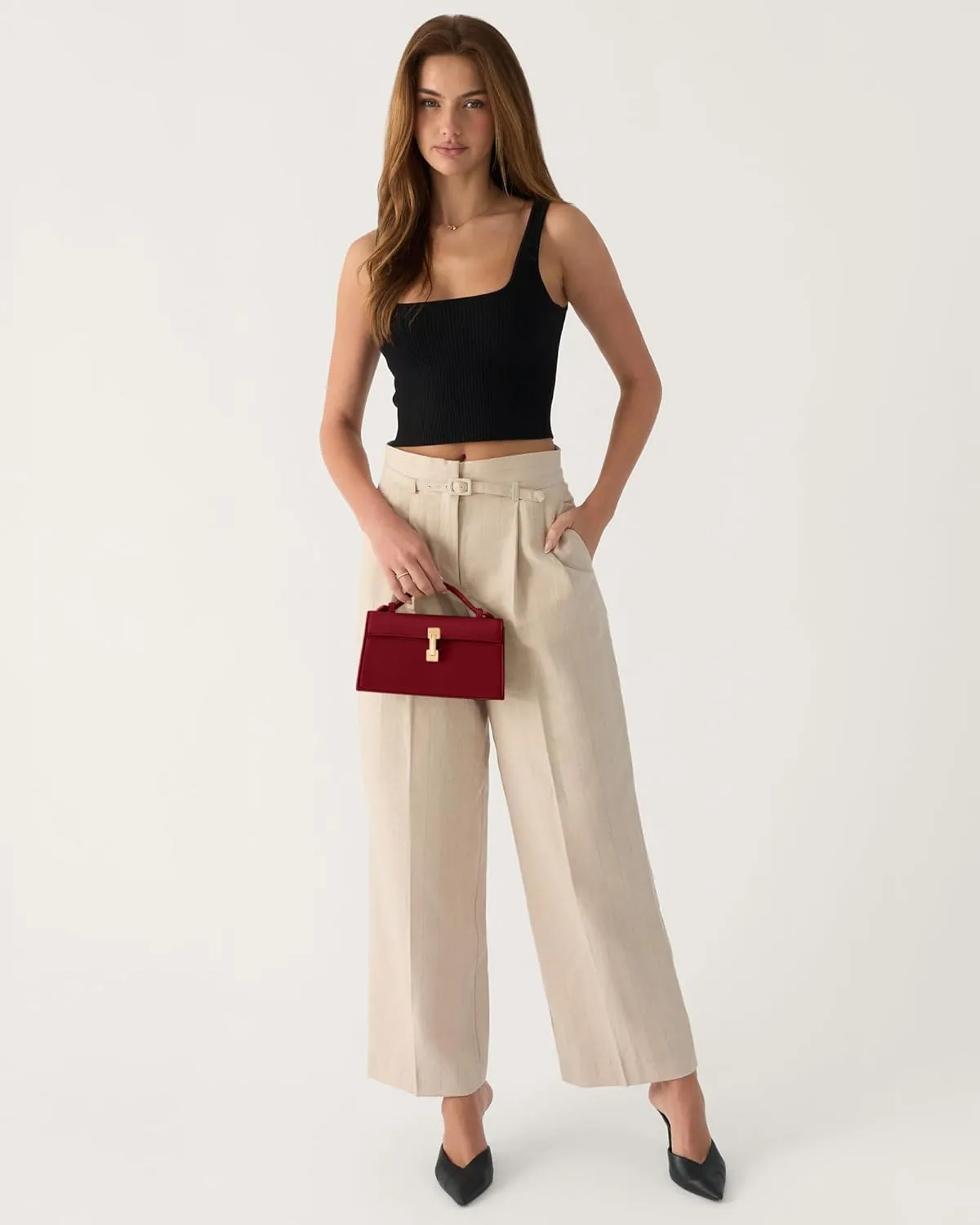 Clutch Purses for Women - Small Purse Top Handle - Evening Bag - Adjustable Crossbody Handbag - Trendy PU Leather