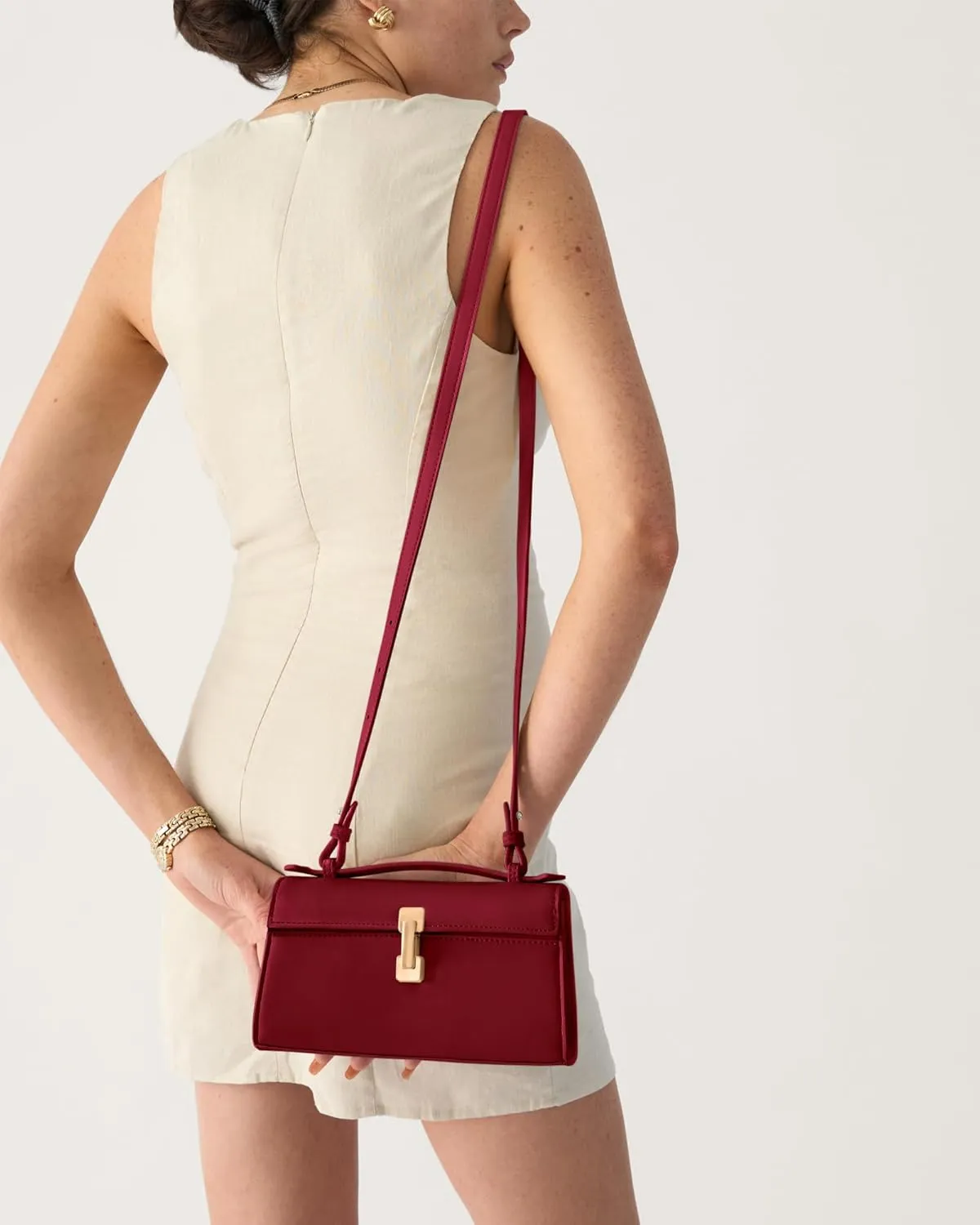 Clutch Purses for Women - Small Purse Top Handle - Evening Bag - Adjustable Crossbody Handbag - Trendy PU Leather