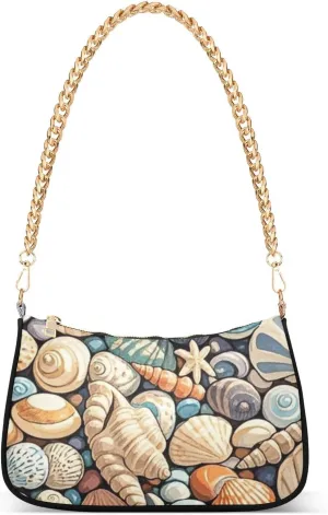 Clutch Purses for Women Trendy Chain Tote Bag Shoulder Handbags Conch Print Graduation Gifts for Her, Multi11