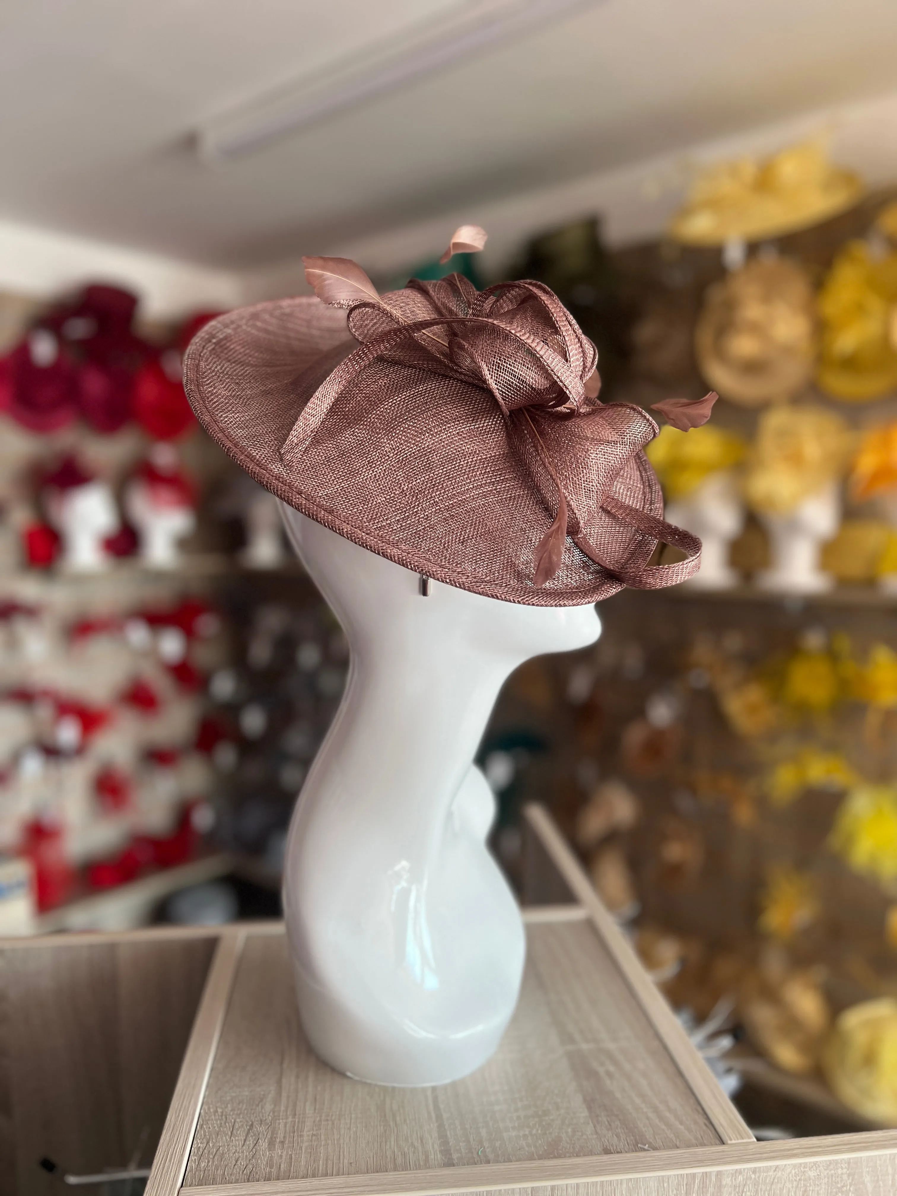 Coffee Teardrop Disc Fascinator