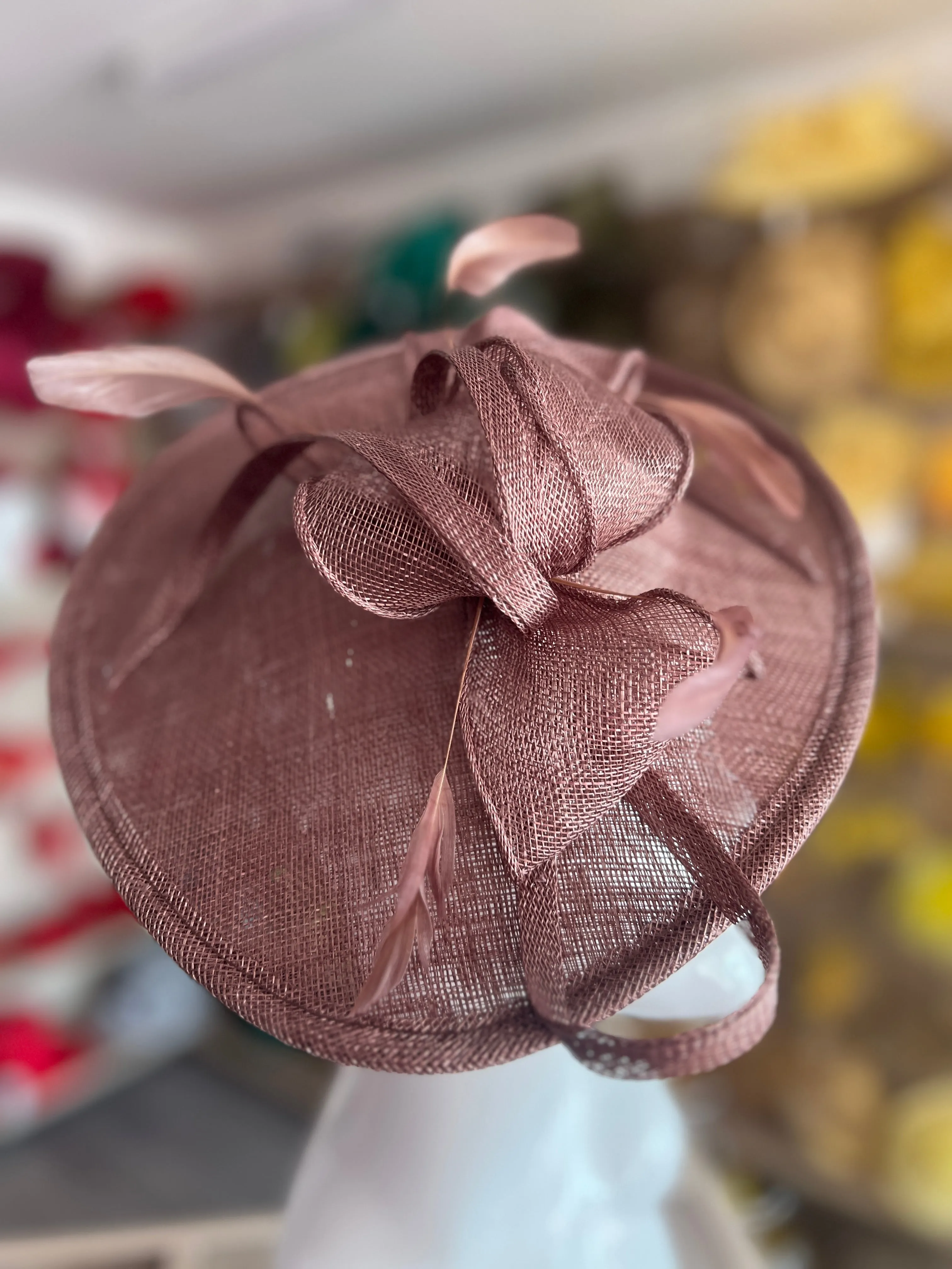 Coffee Teardrop Disc Fascinator