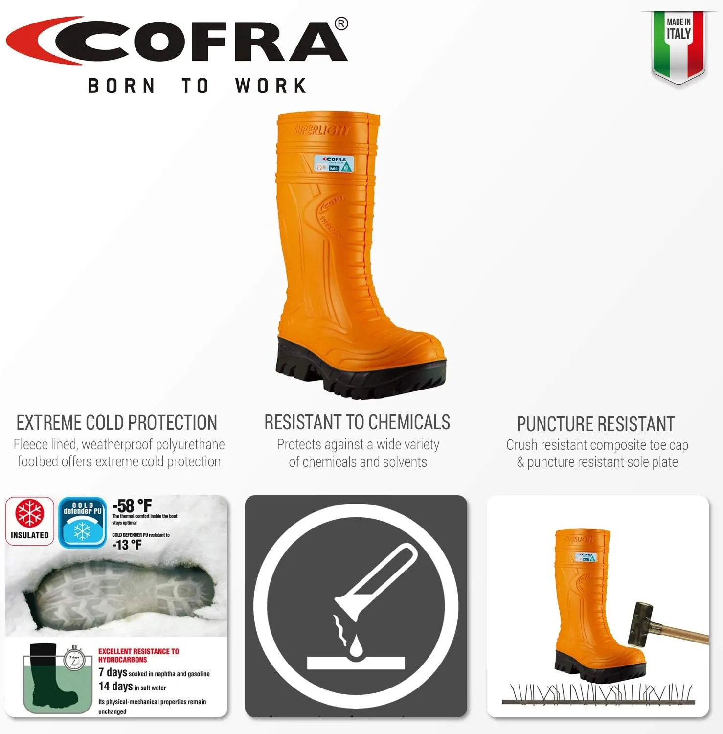 Cofra 00040-CU4.W11 Thermic Metguard EH PR Safety Boots, 11, Orange