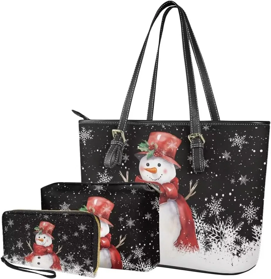 Coldinair Custom Handbags Top Handle Purse for Women,Leather Shoulder Bag Satchel Purse Work Bag 3PCS for Ladies Girls