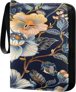 Colorful Paisley Floral Card Binder 4-Pocket, 400 Pockets Trading Cards Holder Games Card Albums Storage Organizer Case for Football, Baseball Cards