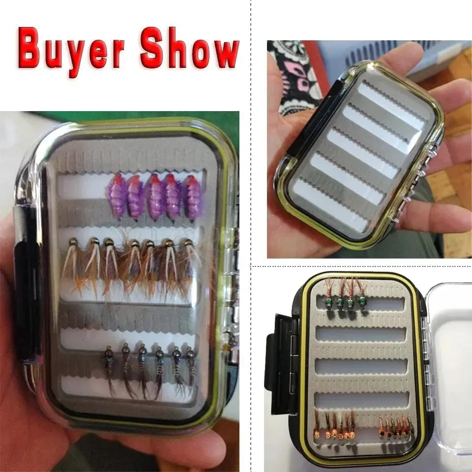 Compact Double Layer Waterproof Nymph Fly Box for Fishing - 10.5x7.0x3.1CM