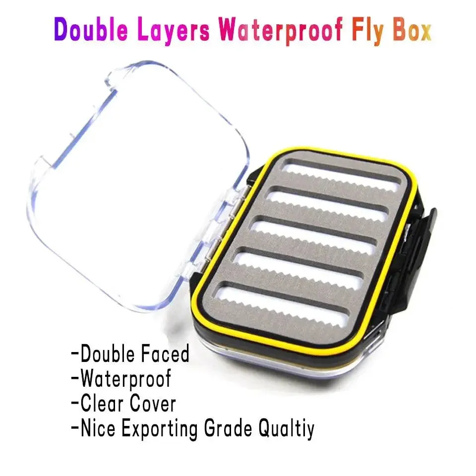 Compact Double Layer Waterproof Nymph Fly Box for Fishing - 10.5x7.0x3.1CM