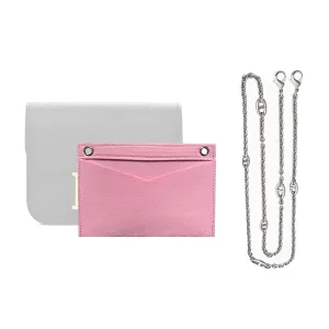 Constance Slim Wallet Strap Insert Constance Conversion Kit with Gold Chain Constance Slim Wallet Insert Wallet on Chain (Bubblegum, 120cm Silver Chain)
