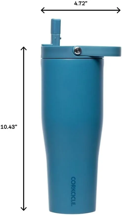 Corkcicle Go Cup XL Insulated Tumbler with Lid and Straw, North Shore, 30 oz – Reusable Water Bottle Keeps Beverages Cold for 12hrs – Cupholder Friendly Tumbler, Leak-Proof Design