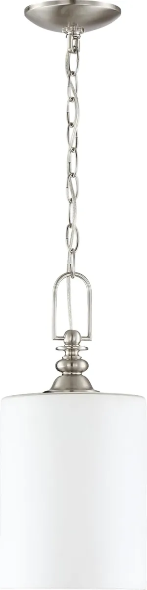 Craftmade 49891-BNK Dardyn Glass Mini Pendant Ceiling Lighting, 1-Light, 60 Watt, Brushed Polished Nickel (17"H x 8"W)