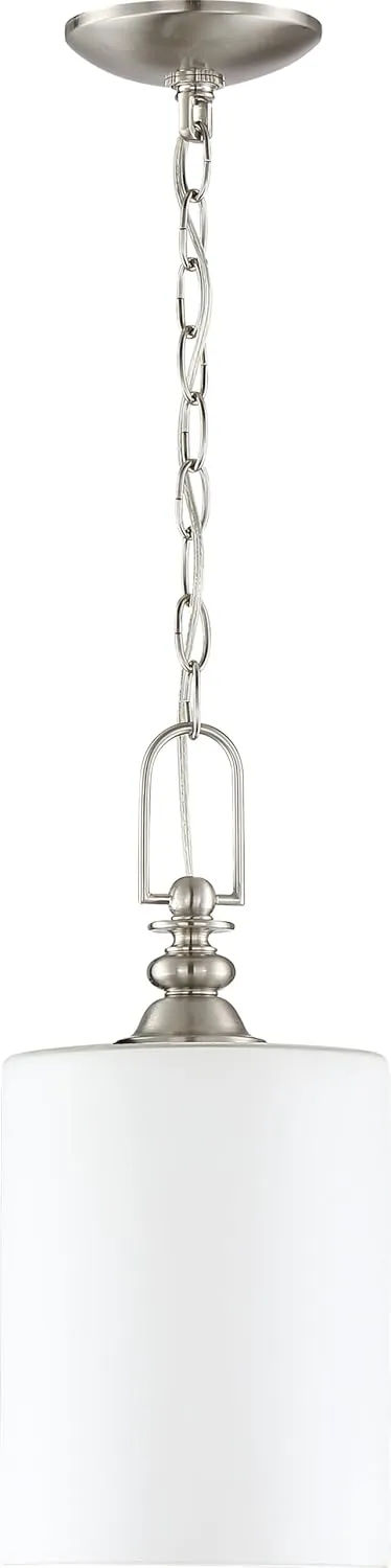 Craftmade 49891-BNK Dardyn Glass Mini Pendant Ceiling Lighting, 1-Light, 60 Watt, Brushed Polished Nickel (17"H x 8"W)