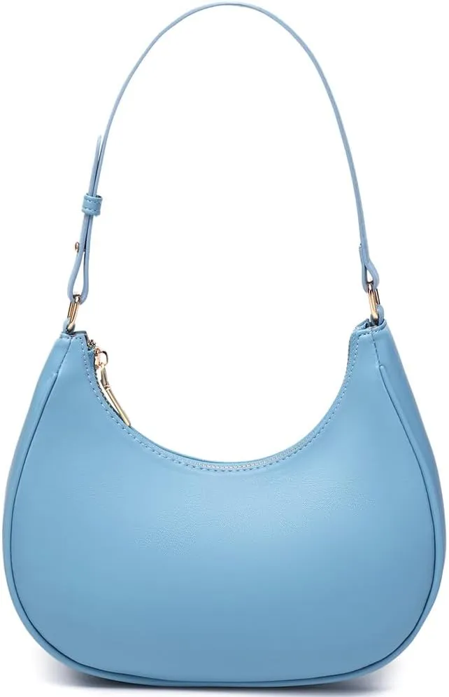 Crescent Shoulder Bags for Women Cute Hobo Tote Handbag Under the Arm Purses Mini Clutch Purse with Zipper Closure