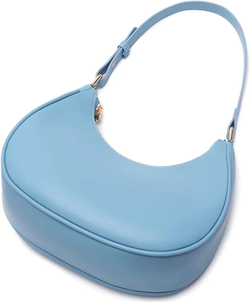 Crescent Shoulder Bags for Women Cute Hobo Tote Handbag Under the Arm Purses Mini Clutch Purse with Zipper Closure