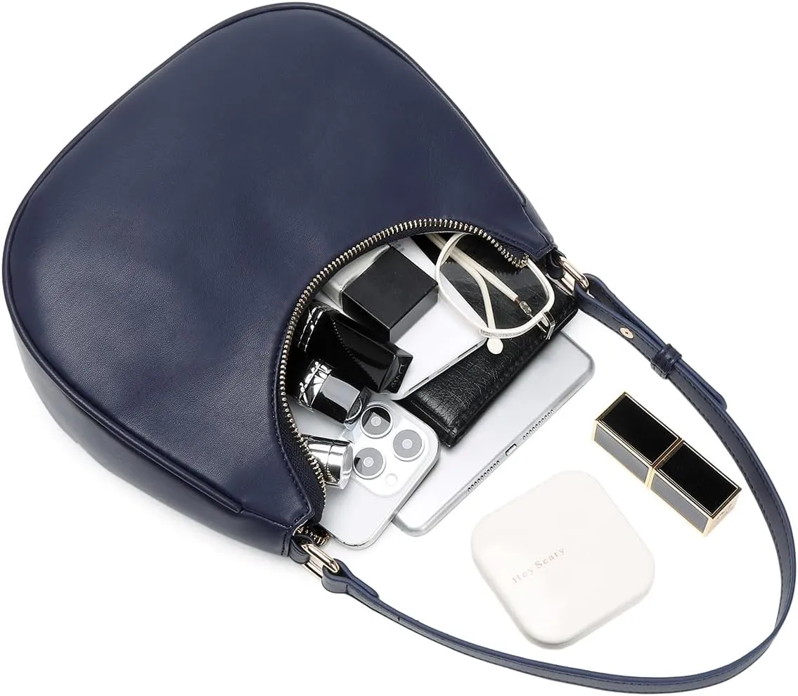 Crescent Shoulder Bags for Women Cute Hobo Tote Handbag Under the Arm Purses Mini Clutch Purse with Zipper Closure