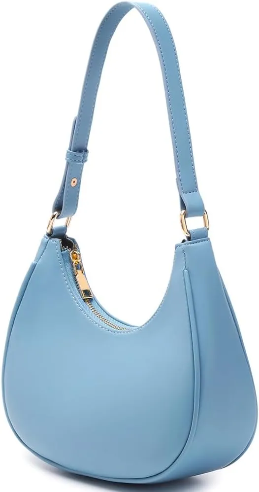 Crescent Shoulder Bags for Women Cute Hobo Tote Handbag Under the Arm Purses Mini Clutch Purse with Zipper Closure