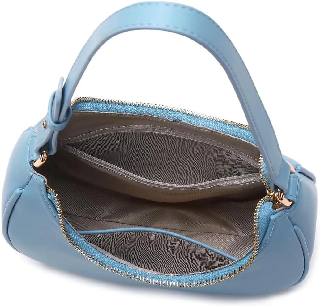 Crescent Shoulder Bags for Women Cute Hobo Tote Handbag Under the Arm Purses Mini Clutch Purse with Zipper Closure