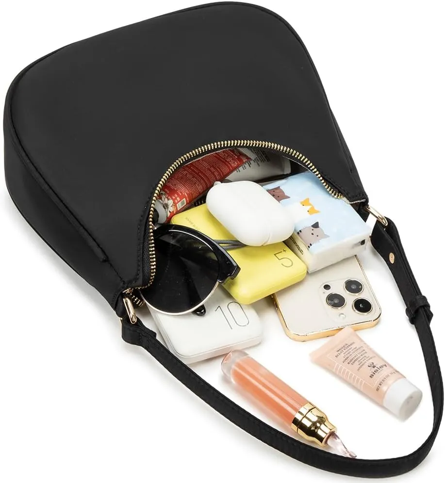 Crescent Shoulder Bags for Women Cute Hobo Tote Handbag Under the Arm Purses Mini Clutch Purse with Zipper Closure