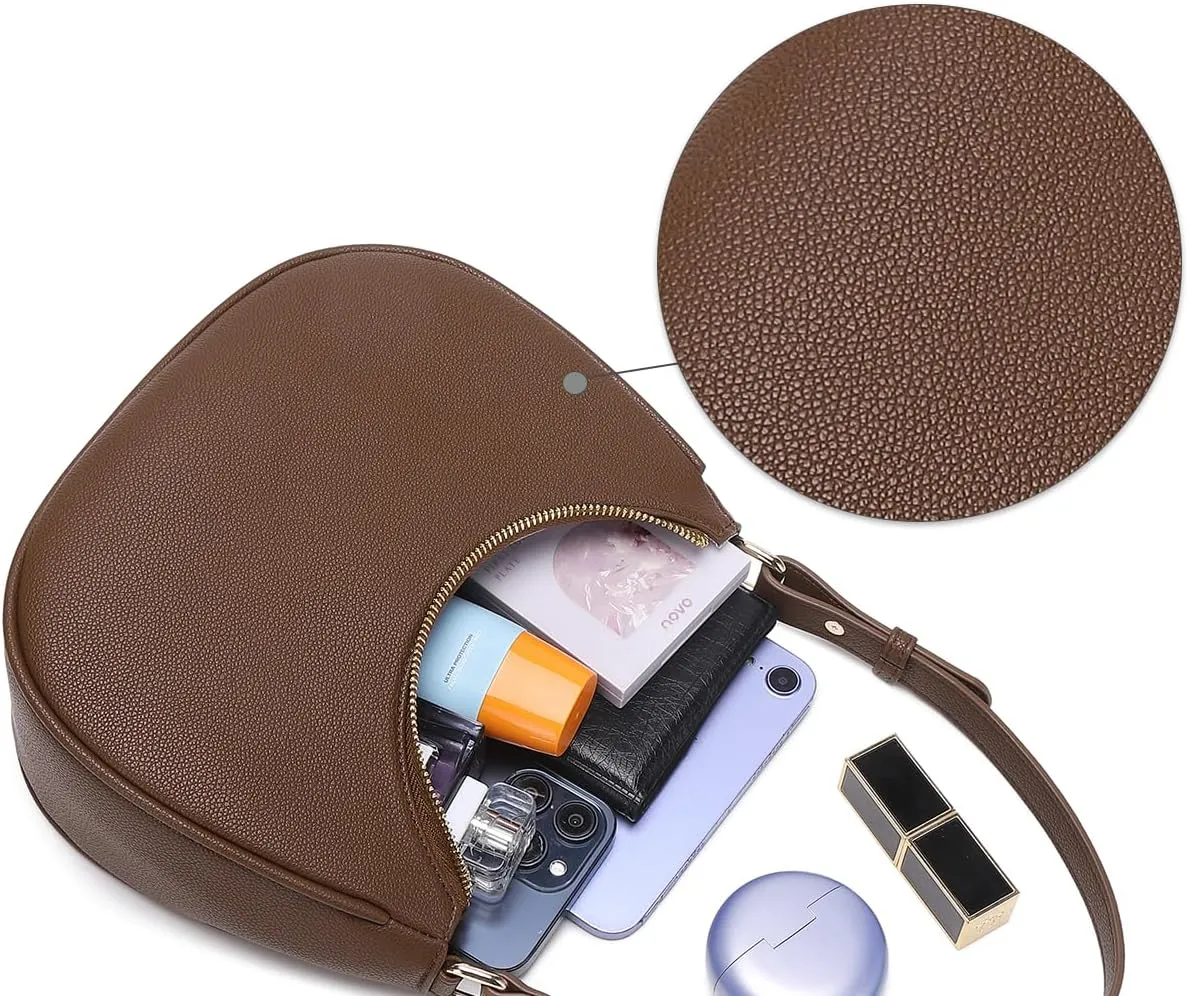 Crescent Shoulder Bags for Women Cute Hobo Tote Handbag Under the Arm Purses Mini Clutch Purse with Zipper Closure