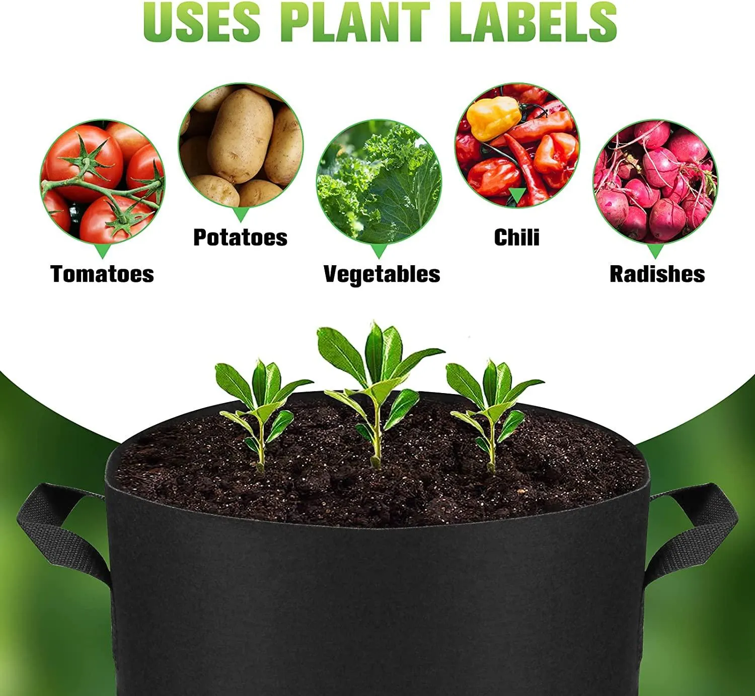 Croch 5-Pack Plant Grow Bags, Heavy Duty Thickened Nonwoven Fabric Pots with Handles