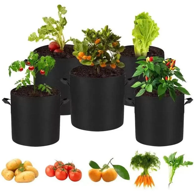 Croch 5-Pack Plant Grow Bags, Heavy Duty Thickened Nonwoven Fabric Pots with Handles