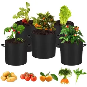 Croch 5-Pack Plant Grow Bags, Heavy Duty Thickened Nonwoven Fabric Pots with Handles