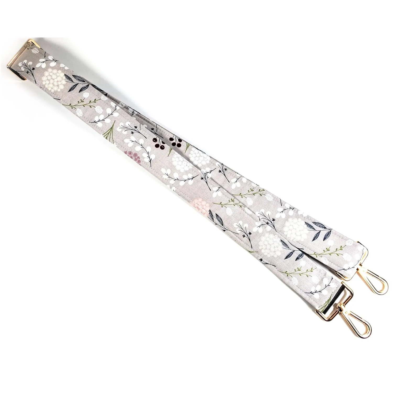 Cross Body Grey Dandelion Floral Guitar Style Bag Strap - Grey Dandy lion Cross Body Strap Custom Color- Adjustable -Double Padded-Durable- (1.5" Width, Silver)