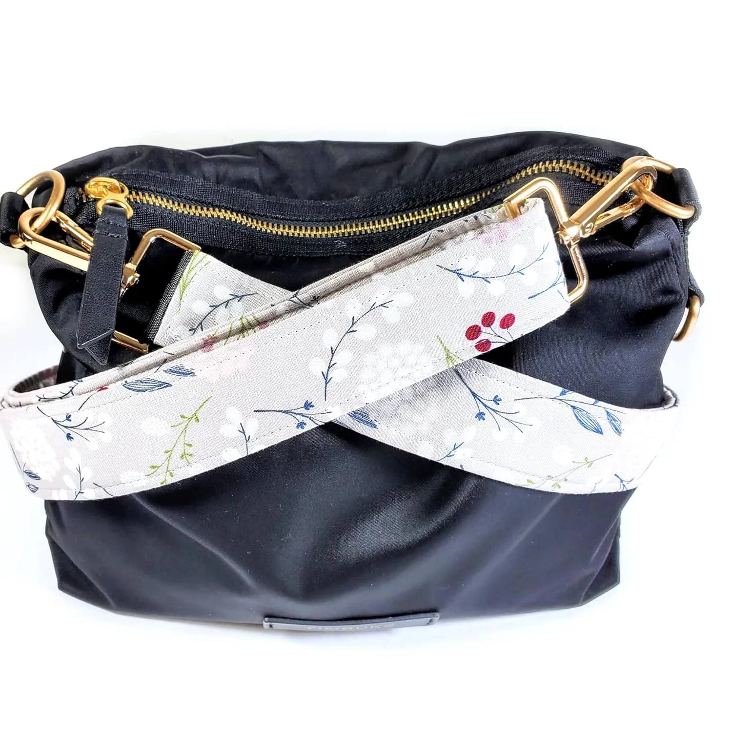 Cross Body Grey Dandelion Floral Guitar Style Bag Strap - Grey Dandy lion Cross Body Strap Custom Color- Adjustable -Double Padded-Durable- (1.5" Width, Silver)
