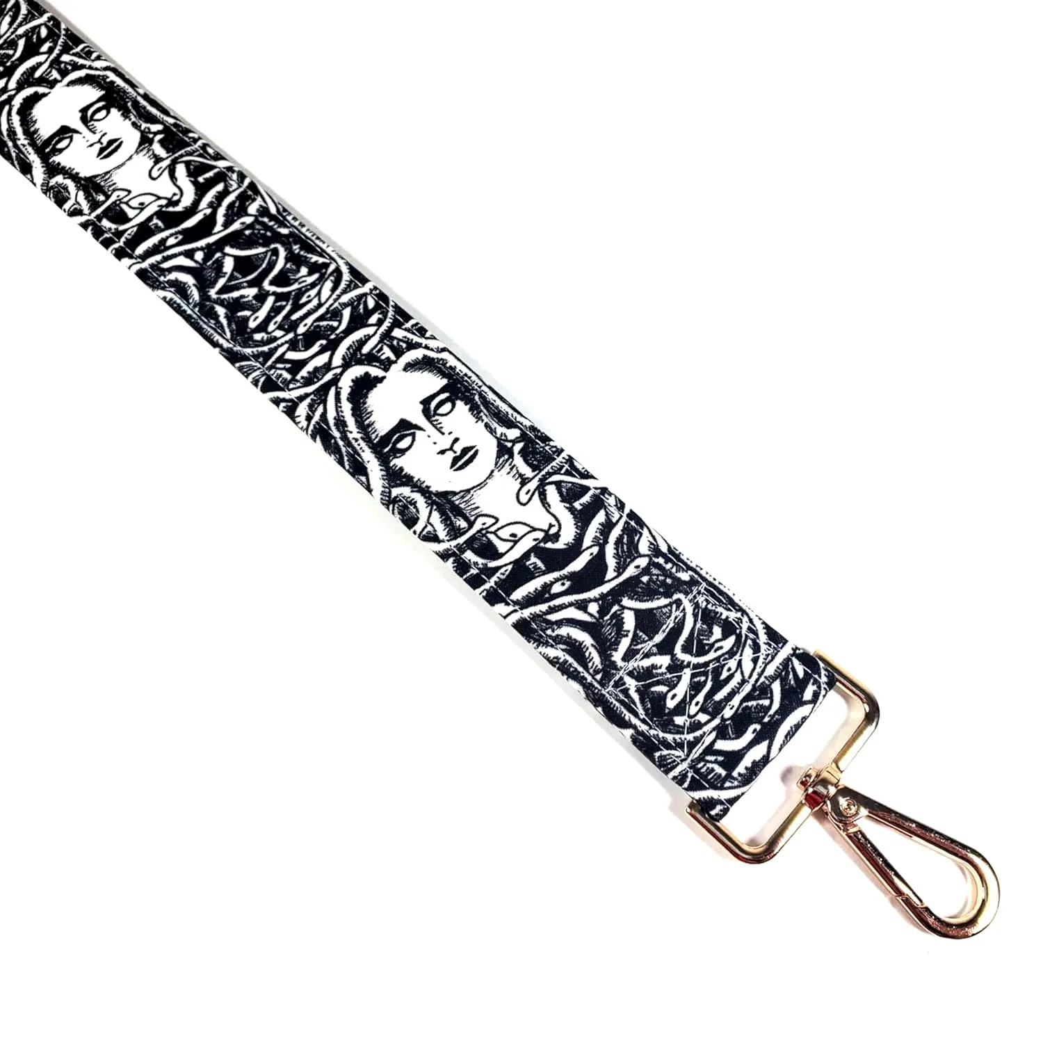 Cross Body Medusa Guitar Style Bag Strap-Mythology Gorgon Cross Bag Strap-Custom Hardware Color-Adjustable -Double Padded-Durable- (2" Width, Bronze)