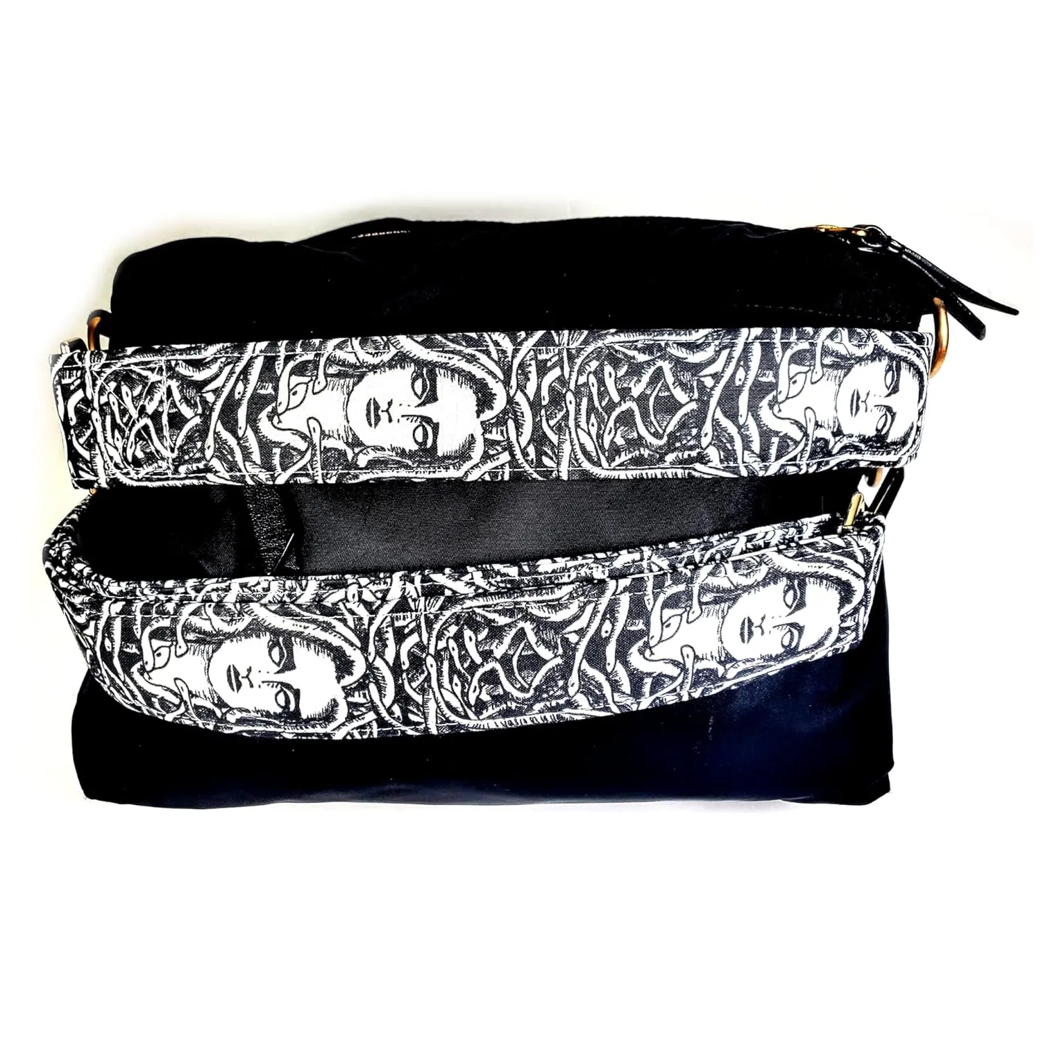 Cross Body Medusa Guitar Style Bag Strap-Mythology Gorgon Cross Bag Strap-Custom Hardware Color-Adjustable -Double Padded-Durable- (2" Width, Bronze)