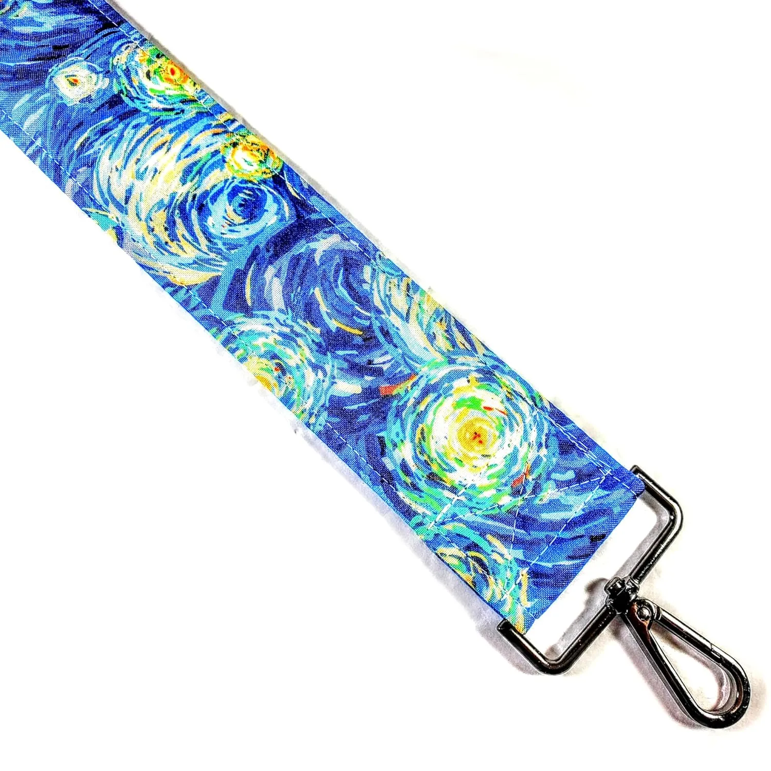Cross Body Starry Night Guitar Style Bag Strap -Van Gogh Guitar Style Bag Strap Custom Color- Adjustable -Double Padded-Durable- (2" Width, Gold)