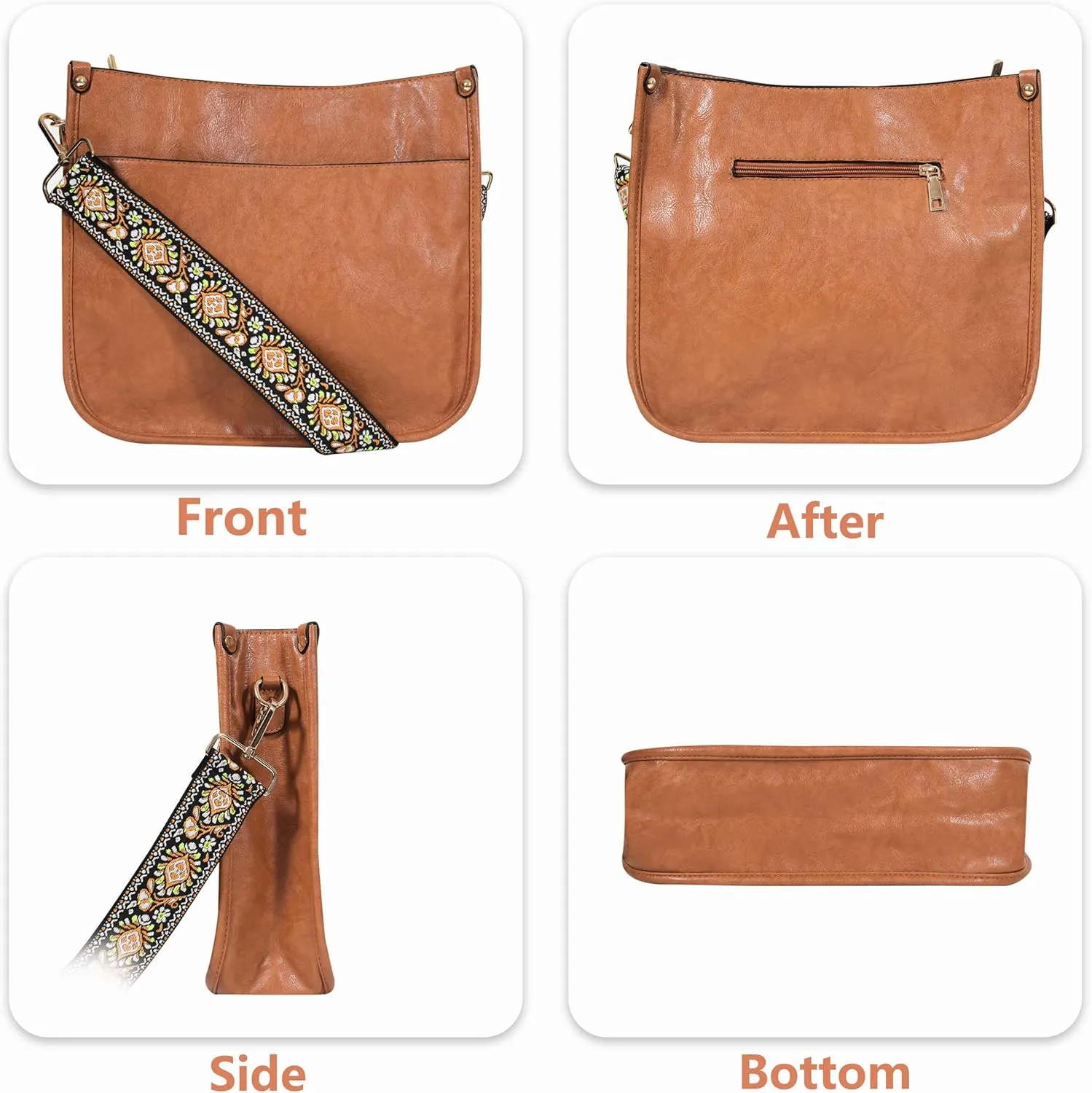 Crossbody Bag for Women Trendy - Vegan Leather Shoulder Purse, Medium Hobo Bag with 2 Strap