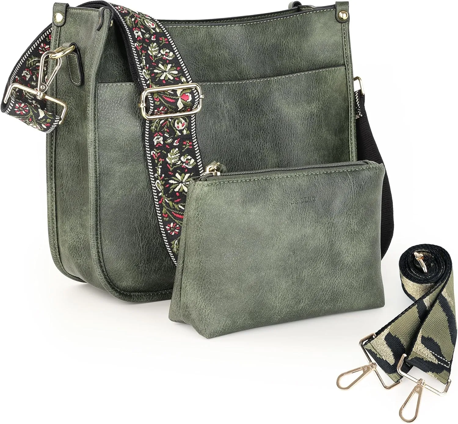 Crossbody Bag for Women Trendy - Vegan Leather Shoulder Purse, Medium Hobo Bag with 2 Strap