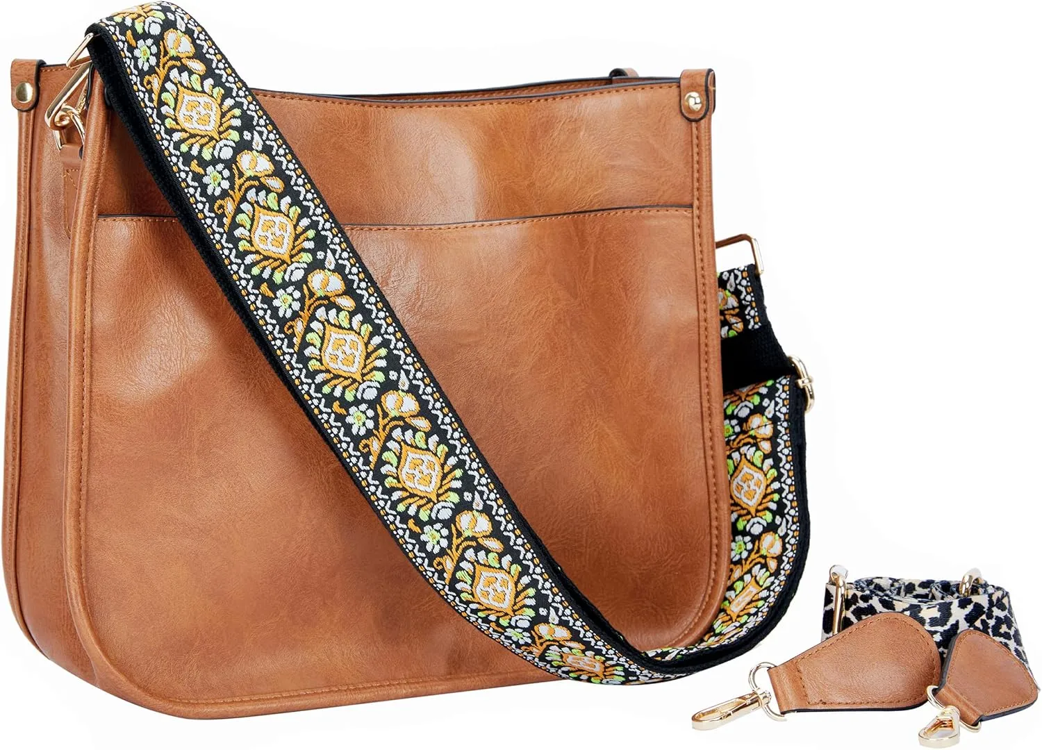 Crossbody Bag for Women Trendy - Vegan Leather Shoulder Purse, Medium Hobo Bag with 2 Strap