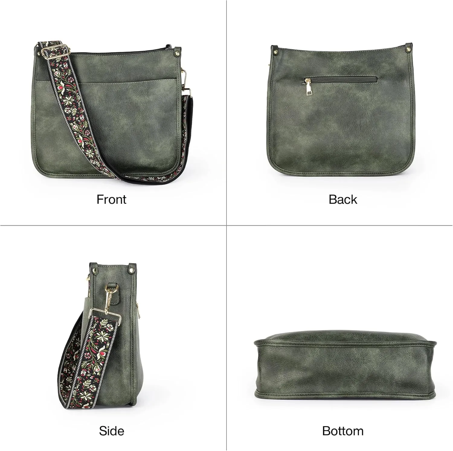 Crossbody Bag for Women Trendy - Vegan Leather Shoulder Purse, Medium Hobo Bag with 2 Strap