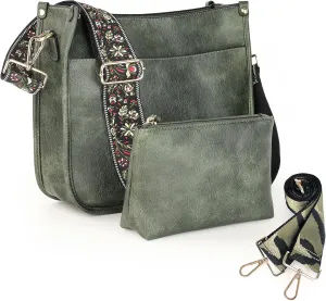 Crossbody Bag for Women Trendy - Vegan Leather Shoulder Purse, Medium Hobo Bag with 2 Strap