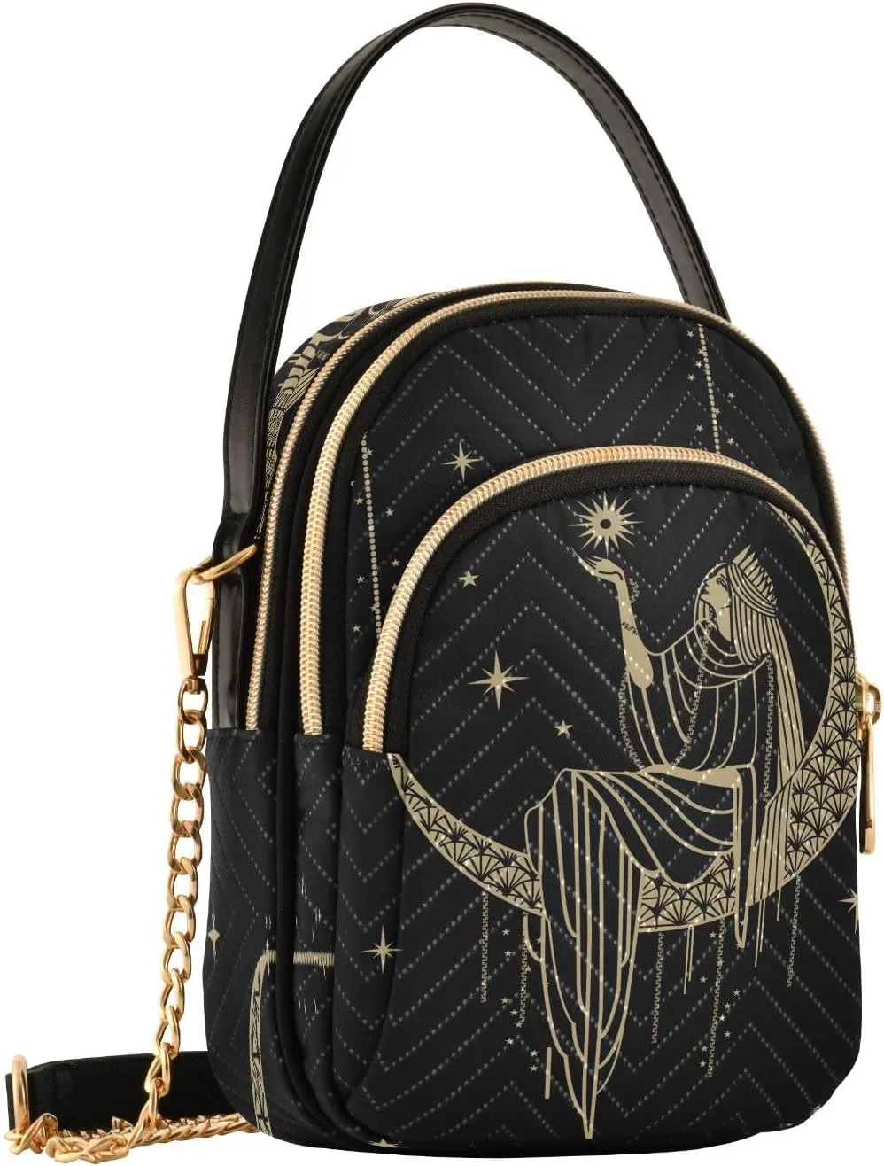 Crossbody Bags Crossbody Purse Chest Bag Golden Sun Moon Stars Boho for Women Trendy
