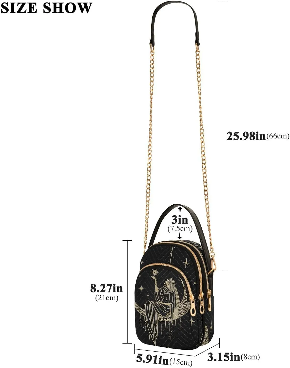 Crossbody Bags Crossbody Purse Chest Bag Golden Sun Moon Stars Boho for Women Trendy