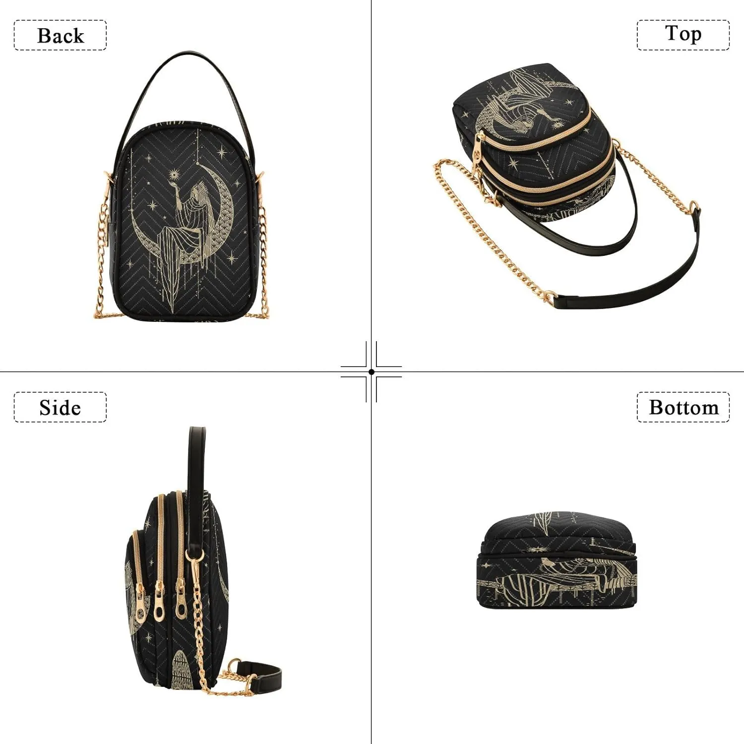 Crossbody Bags Crossbody Purse Chest Bag Golden Sun Moon Stars Boho for Women Trendy