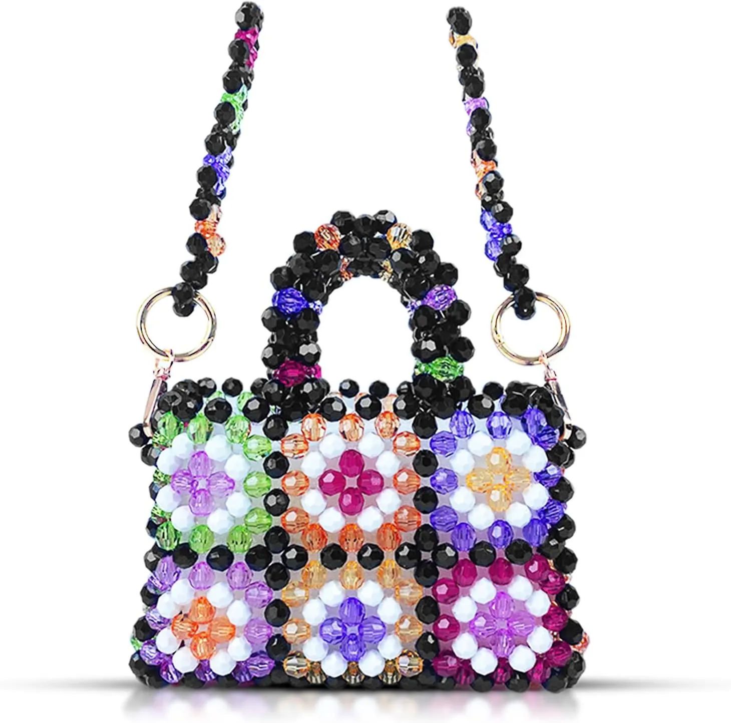 Crossbody Bags for Women, Colorful Beaded Clutch Bag，Evening Bags With Removable Chain, Handbags for Women Party Wedding Travel