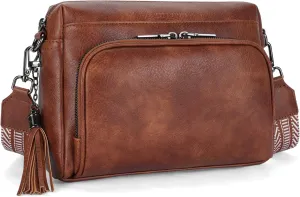 Crossbody Bags for Women Lightweight Vegan Leather Crossbody Shoulder Bag Phone Purse with Adjustable Guitar Strap
