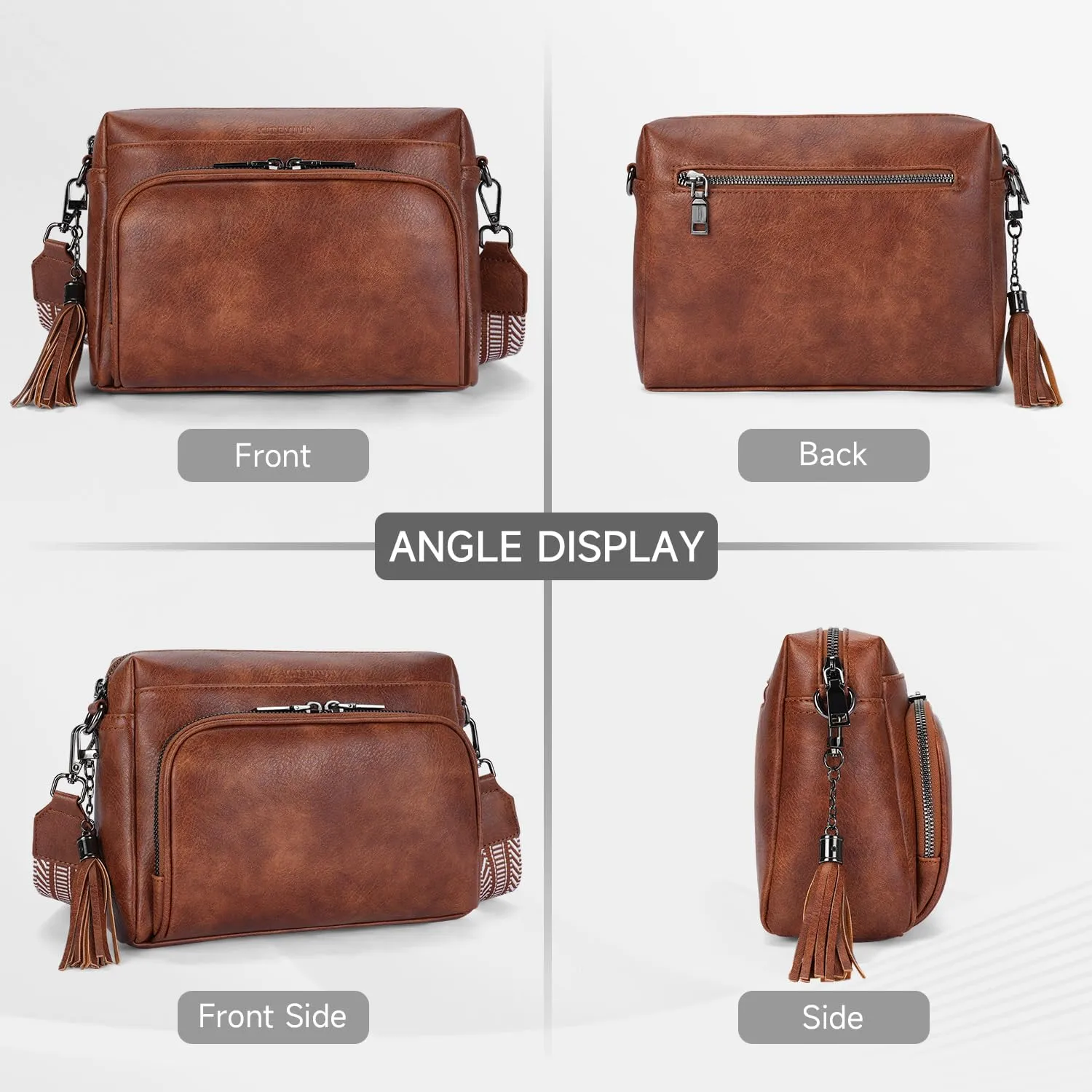 Crossbody Bags for Women Lightweight Vegan Leather Crossbody Shoulder Bag Phone Purse with Adjustable Guitar Strap