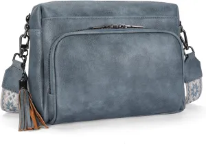 Crossbody Bags for Women Lightweight Vegan Leather Crossbody Shoulder Bag Phone Purse with Adjustable Guitar Strap