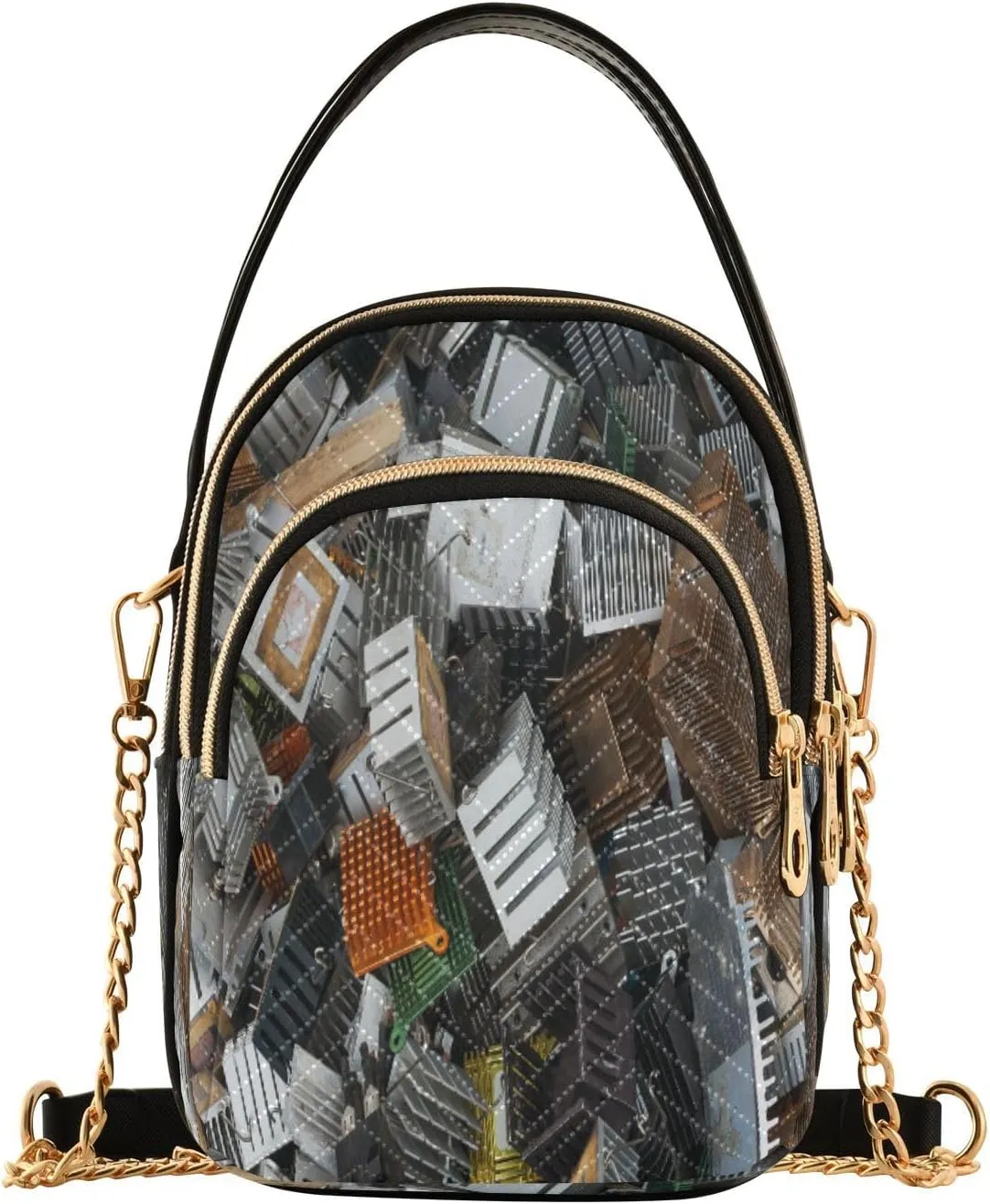 Crossbody Bags for Women Old Computer Cooling Radiators Quilted Chain Crossbody Purses Trendy Cross Body Phone Purse Handbag
