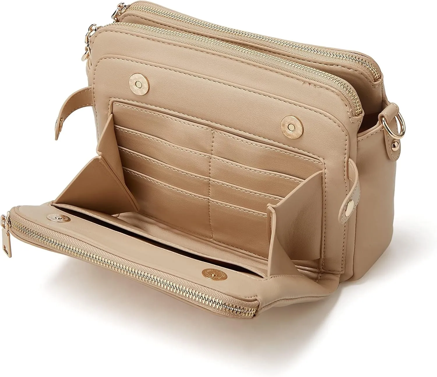 Crossbody Bags for Women Three-Layer Shoulder Bag Vegan Leather Multiple Compartments Handbag Purses Satchel Hobo Clutch